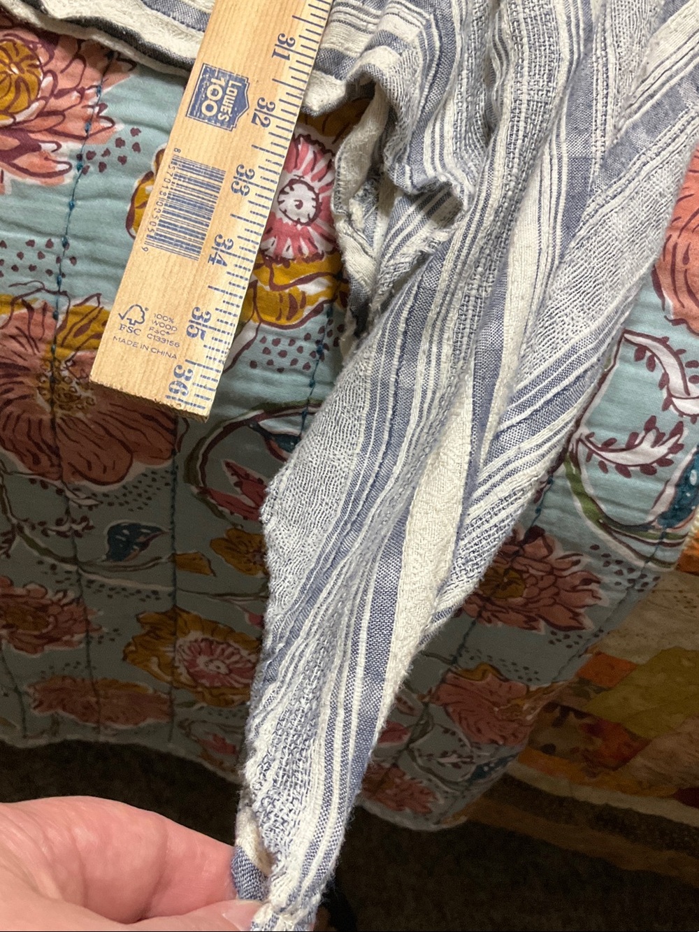 Umgee Blue and White Striped Tunic with Lace Yoke - Picture 6 of 10